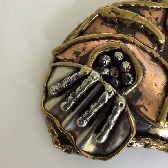 Vintage Belt Buckle Modernist Brutalist Mixed Metals Artist Signed Brass - Picture 3 of 13